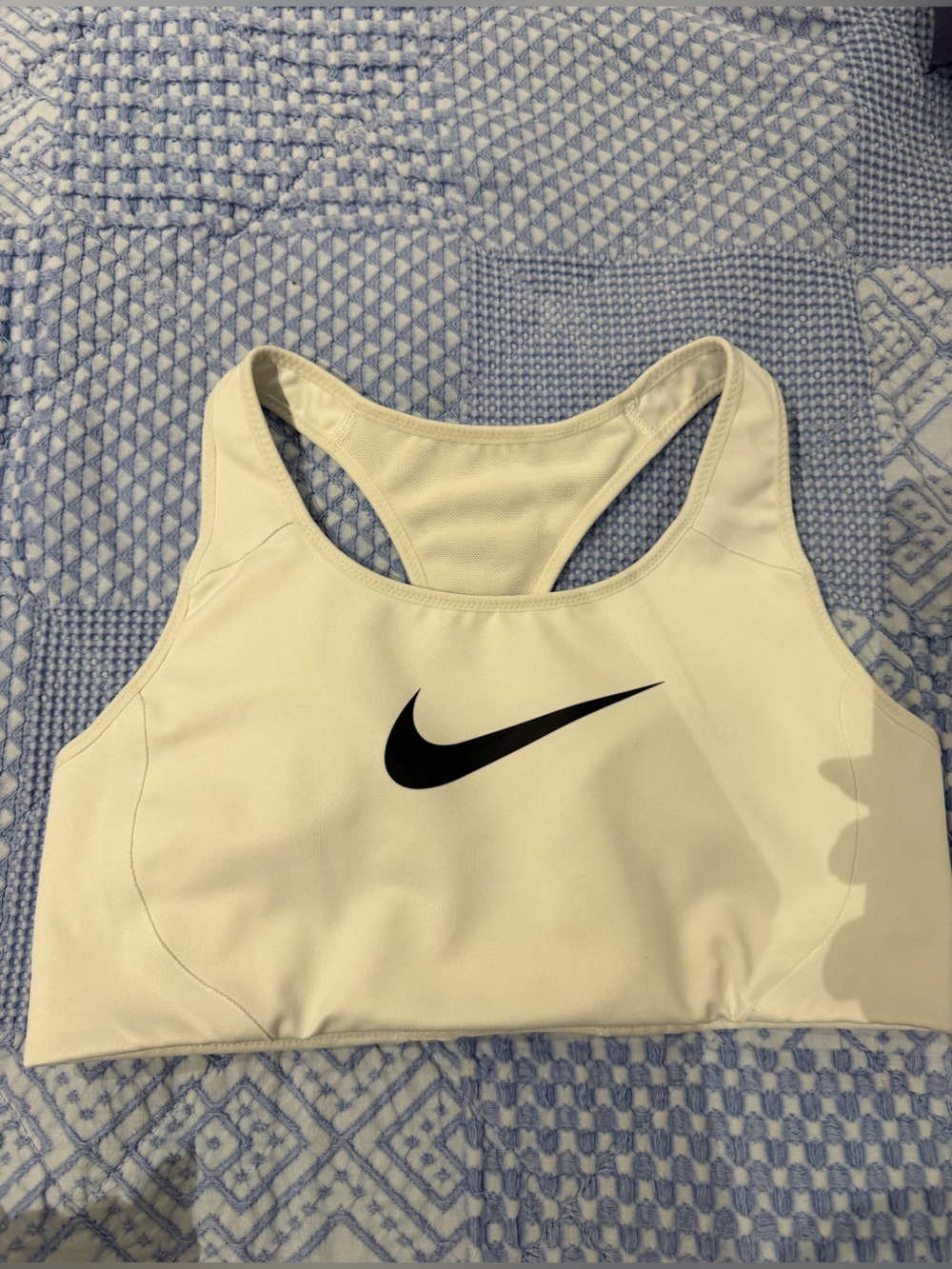 Nike White Racerback sports bra with Black Swoosh